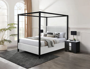 Cora Light Gray Queen Canopy Bed by Crown Mark at Eve Furniture