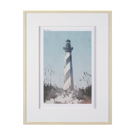 Lighthouse I-Cape Hatteras by Mercana Studio a Hand Embellished Framed Art Print Matted under Glass by Mercana at Eve Furniture