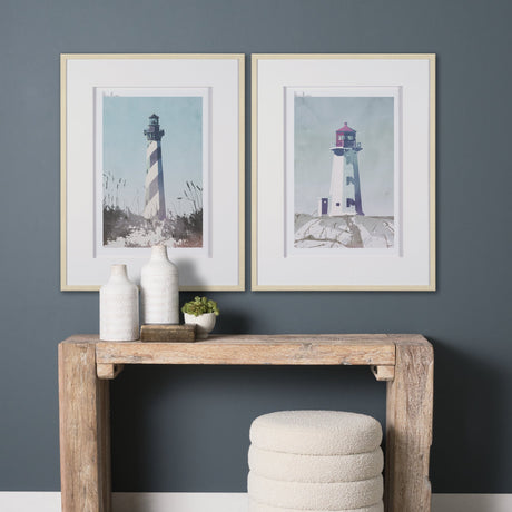 Lighthouse II-Tybee Island by Mercana Studio a Hand Embellished Framed Art Print Matted under Glass by Mercana at Eve Furniture