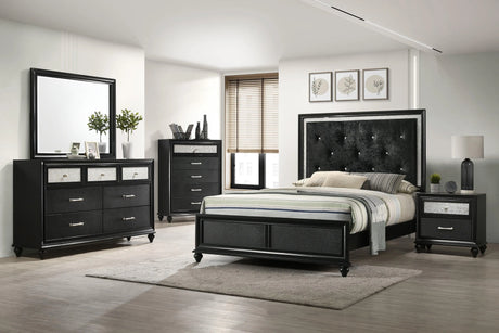 Lila Black Full Upholstered Panel Bed by Crown Mark at Eve Furniture