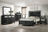 Lila Black Queen Upholstered Panel Bed by Crown Mark at Eve Furniture