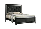 Lila Black Queen Upholstered Panel Bed by Crown Mark at Eve Furniture
