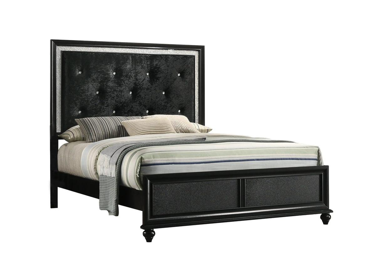 Lila Black Queen Upholstered Panel Bed by Crown Mark at Eve Furniture