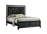 Lila Black Queen Upholstered Panel Bed by Crown Mark at Eve Furniture