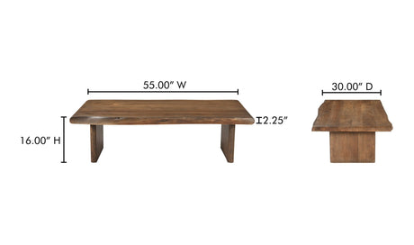 Lila Coffee Table Brown by Moe's Home at Eve Furniture