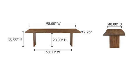 Lila Large Dining Table Brown by Moe's Home at Eve Furniture