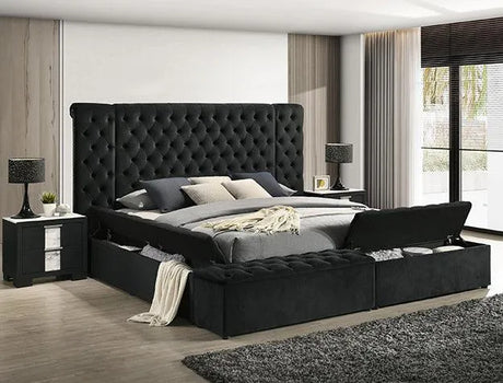 Liliana King Black Panel Bed by Crown Mark at Eve Furniture