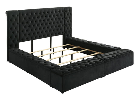 Liliana King Black Panel Bed by Crown Mark at Eve Furniture