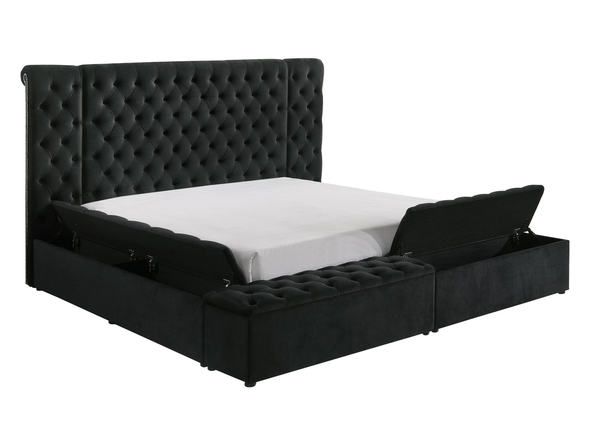 Liliana King Black Panel Bed by Crown Mark at Eve Furniture