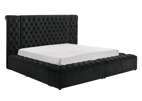 Liliana King Black Panel Bed by Crown Mark at Eve Furniture