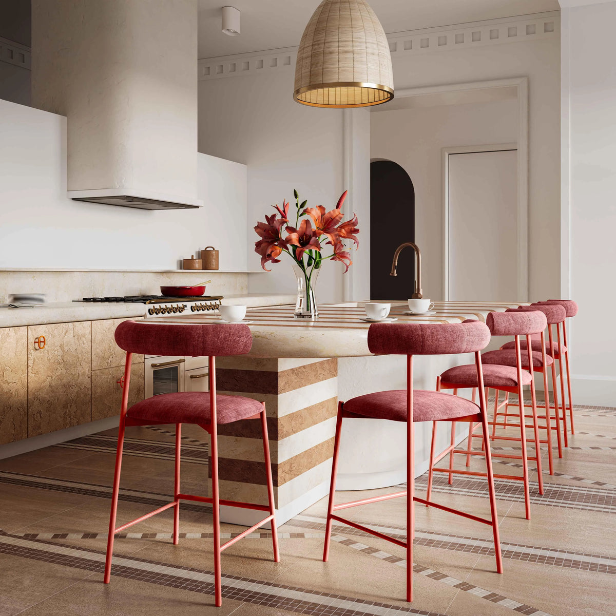 Liliana Performance Velvet Stool by TOV Furniture at Eve Furniture
