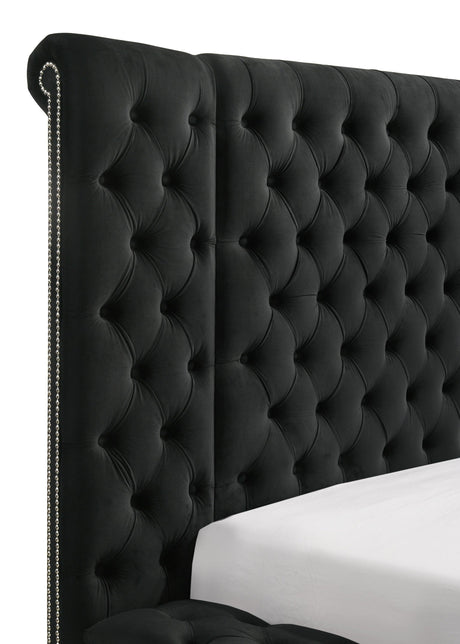 Liliana Queen Black Panel Bed by Crown Mark at Eve Furniture