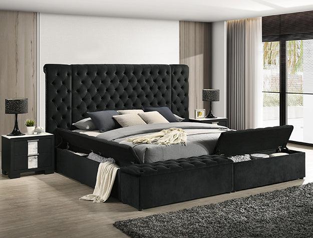 Liliana Queen Black Panel Bed by Crown Mark at Eve Furniture