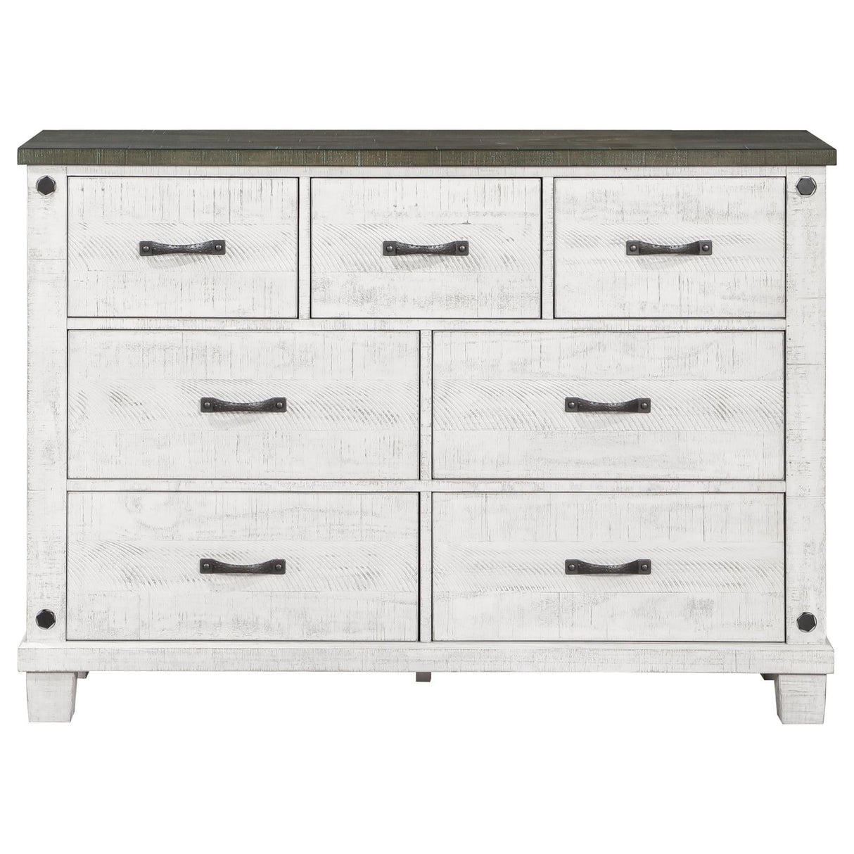 Lilith Distressed Grey/White 4-Piece Queen Bedroom Set