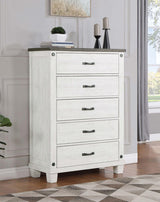 Lilith 5-drawer Chest Distressed Distressed Grey and White