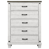 Lilith 5-drawer Chest Distressed Distressed Grey and White