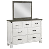 Lilith 7-drawer Dresser with Mirror Distressed Grey and White