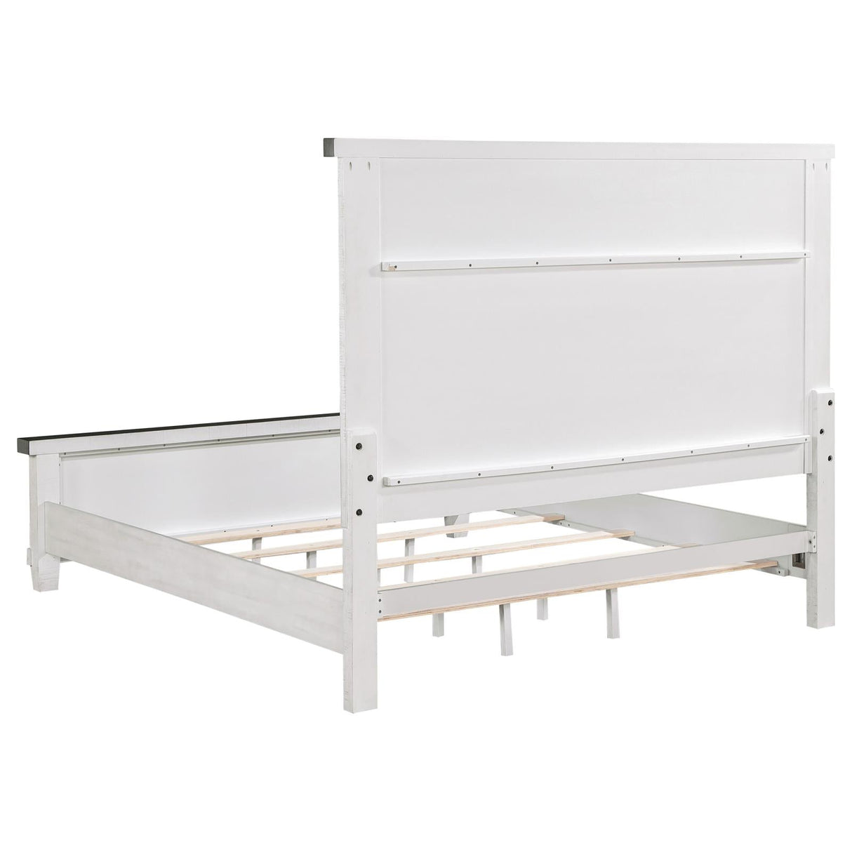 Lilith Eastern King Panel Bed Distressed Grey and White