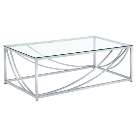 Lille Chrome Accents Glass Top Rectangular Coffee Table by Coaster at Eve Furniture