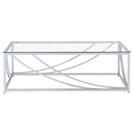 Lille Chrome Accents Glass Top Rectangular Coffee Table by Coaster at Eve Furniture