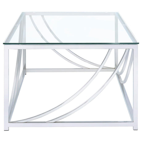 Lille Chrome Accents Glass Top Rectangular Coffee Table by Coaster at Eve Furniture