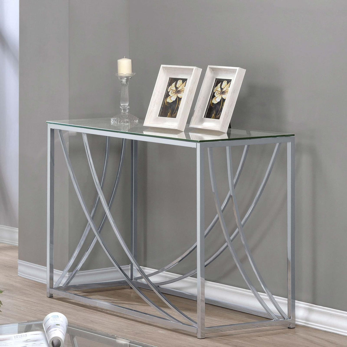 Lille Chrome Glass Top Rectangular Sofa Table Accents by Coaster at Eve Furniture