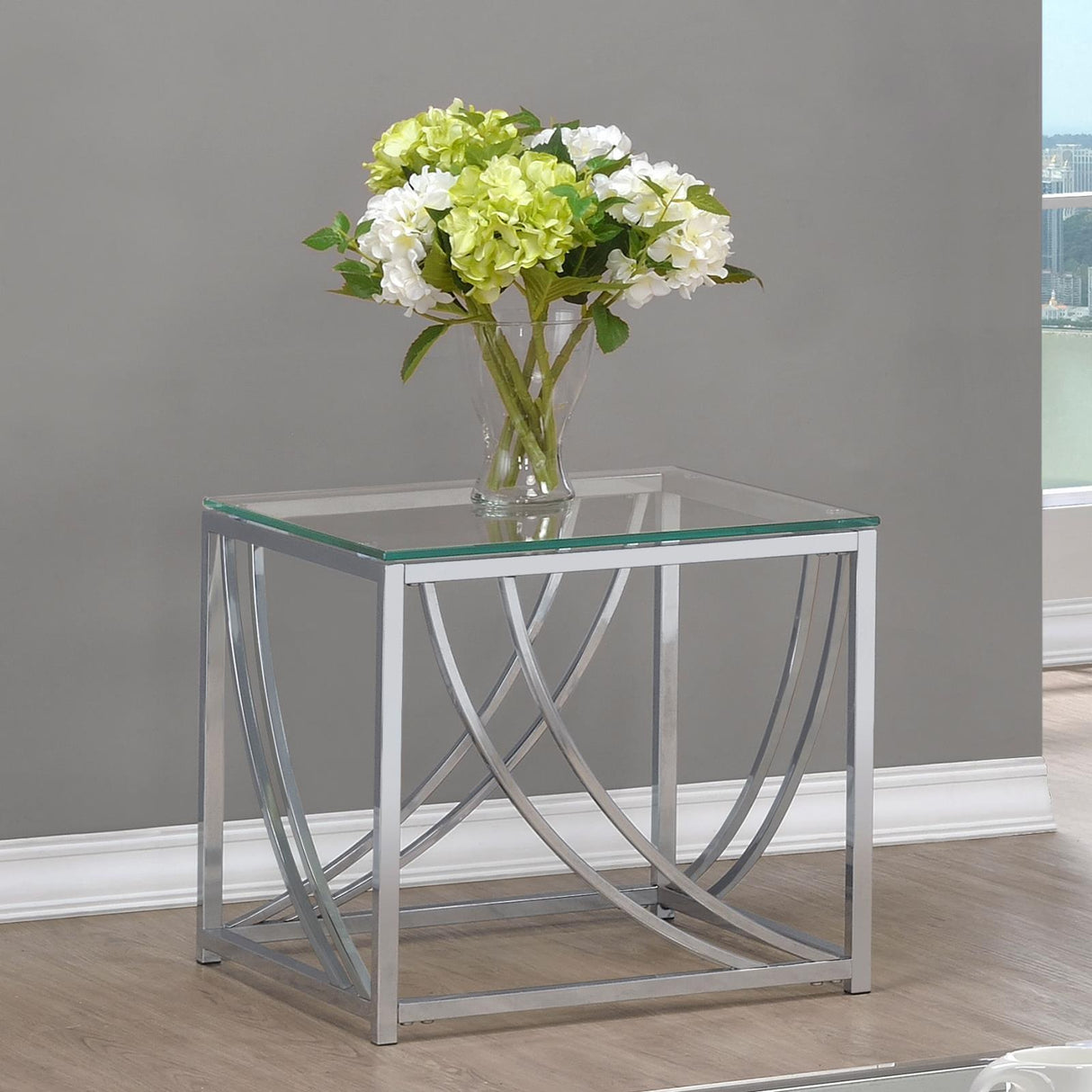 Lille Chrome Glass Top Square End Table Accents by Coaster at Eve Furniture