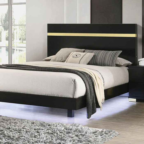 Lillestrom Black/Gold 5-Piece Queen Bedroom Set by Furniture of America at Eve Furniture
