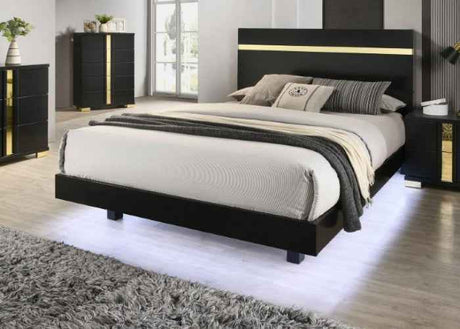 Lillestrom Black/Gold 5-Piece Queen Bedroom Set by Furniture of America at Eve Furniture