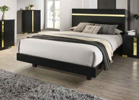 Lillestrom Black/Gold 5-Piece Queen Bedroom Set by Furniture of America at Eve Furniture