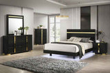 Lillestrom Black/Gold 5-Piece Queen Bedroom Set by Furniture of America at Eve Furniture