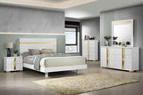 Lillestrom White/Gold 5-Piece Queen Bedroom Set by Furniture of America at Eve Furniture