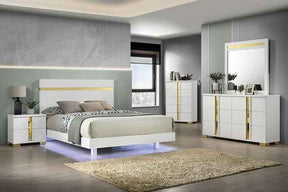 Lillestrom White/Gold 5-Piece Queen Bedroom Set by Furniture of America at Eve Furniture