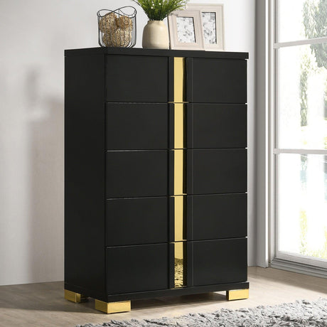 Lillestrom Black/Gold Chest by Furniture of America at Eve Furniture