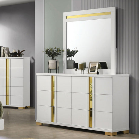 Lillestrom White/Gold Dresser by Furniture of America at Eve Furniture