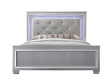 Lillian Silver King LED Upholestered Bed by Crown Mark at Eve Furniture