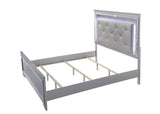 Lillian Silver King LED Upholestered Bed by Crown Mark at Eve Furniture