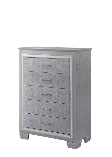 Lillian Silver LED Upholestered Bedroom Set by Crown Mark at Eve Furniture