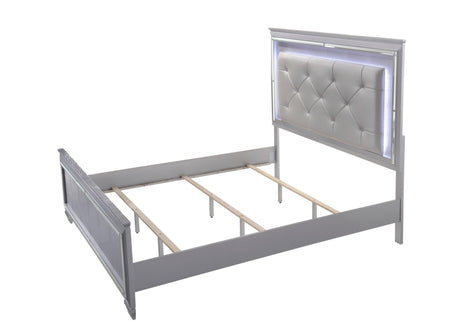 Lillian Silver LED Upholestered Bedroom Set by Crown Mark at Eve Furniture