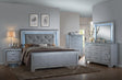 Lillian Silver LED Upholestered Bedroom Set by Crown Mark at Eve Furniture