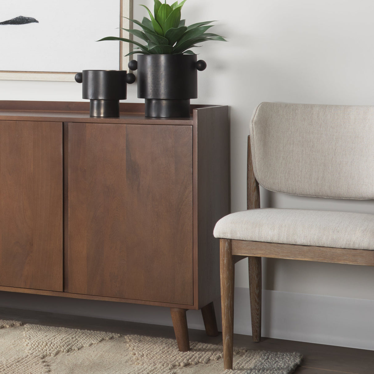 Lillie 36.0L x 16.0W x 32.0H Medium Brown Wood 2 Door Tray Top Accent Cabinet by Mercana at Eve Furniture