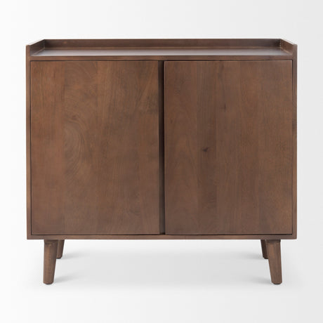Lillie Medium Brown Wood 2 Door Tray Top Accent Cabinet by Mercana at Eve Furniture