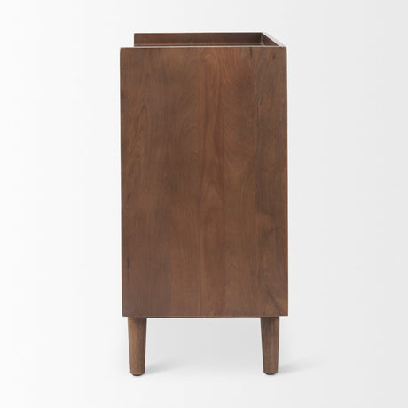 Lillie Medium Brown Wood 2 Door Tray Top Accent Cabinet by Mercana at Eve Furniture