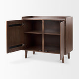 Lillie Medium Brown Wood 2 Door Tray Top Accent Cabinet by Mercana at Eve Furniture