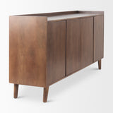 Lillie Medium Brown Wood 4 Door Tray Top Sideboard by Mercana at Eve Furniture