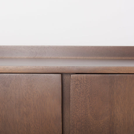 Lillie Medium Brown Wood 4 Door Tray Top Sideboard by Mercana at Eve Furniture
