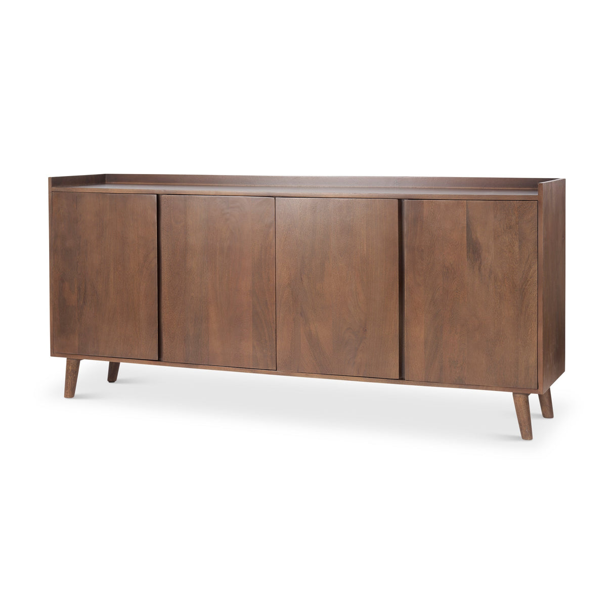 Lillie Medium Brown Wood 4 Door Tray Top Sideboard by Mercana at Eve Furniture