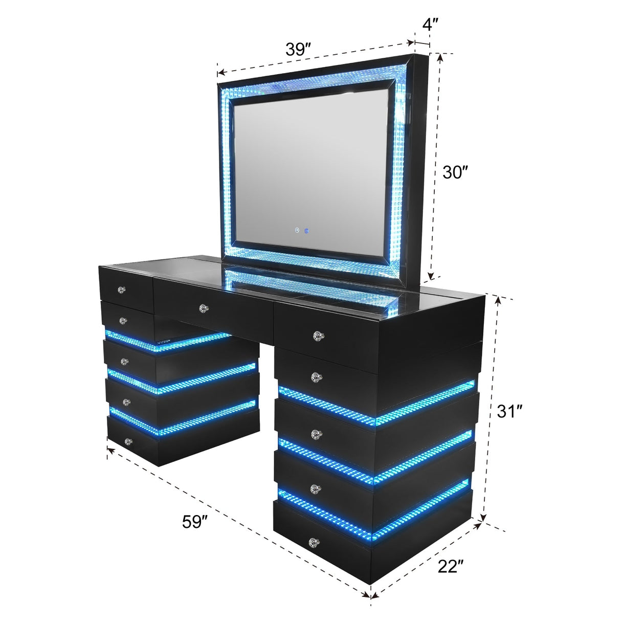 Lily Black Vanity Set by New Era Innovations at Eve Furniture