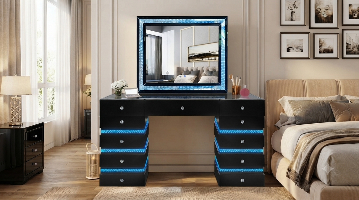 Lily Black Vanity Set by New Era Innovations at Eve Furniture
