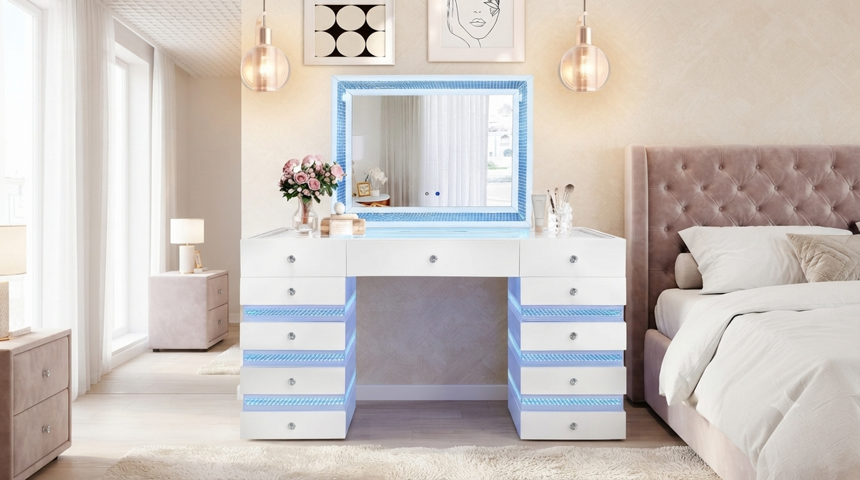 Lily White Vanity Set by New Era Innovations at Eve Furniture